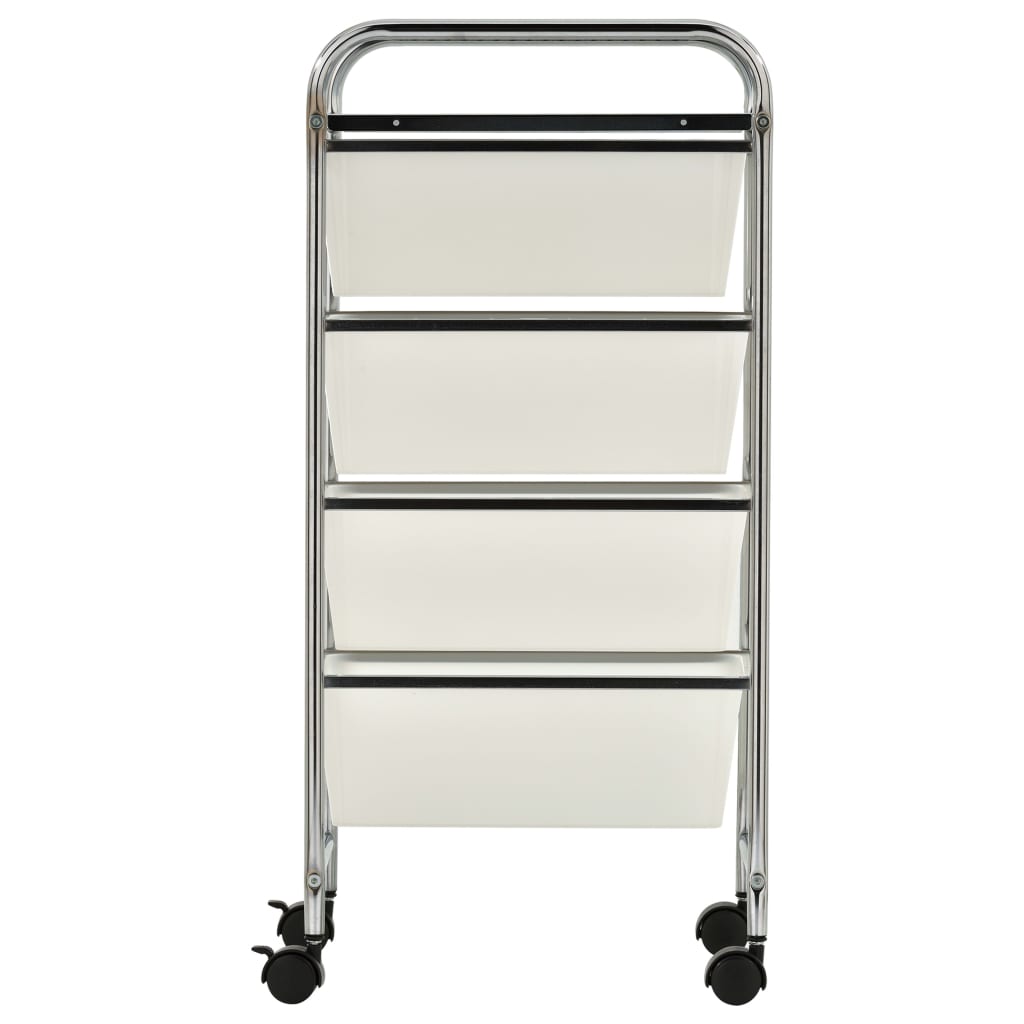 Berkfield 4-Drawer Mobile Storage Trolley White Plastic