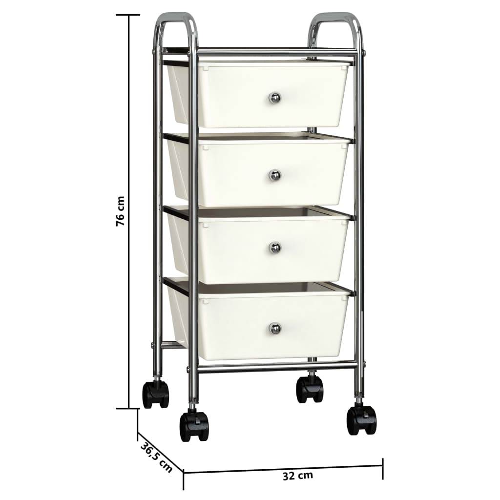 Berkfield 4-Drawer Mobile Storage Trolley White Plastic