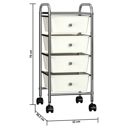 Berkfield 4-Drawer Mobile Storage Trolley White Plastic