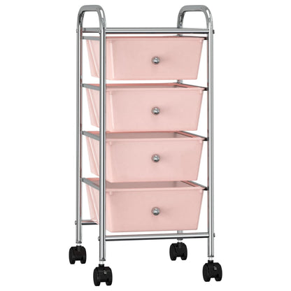 Berkfield 4-Drawer Mobile Storage Trolley Pink Plastic