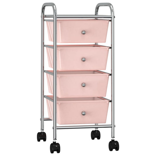 Berkfield 4-Drawer Mobile Storage Trolley Pink Plastic