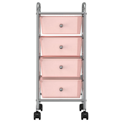 Berkfield 4-Drawer Mobile Storage Trolley Pink Plastic