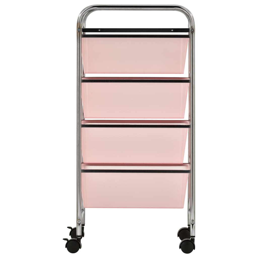 Berkfield 4-Drawer Mobile Storage Trolley Pink Plastic