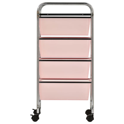 Berkfield 4-Drawer Mobile Storage Trolley Pink Plastic