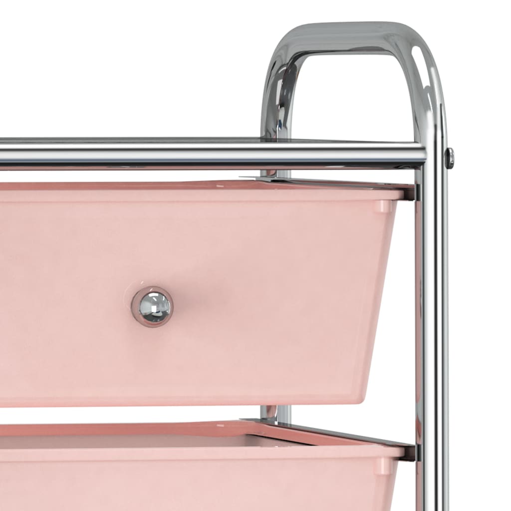 Berkfield 4-Drawer Mobile Storage Trolley Pink Plastic