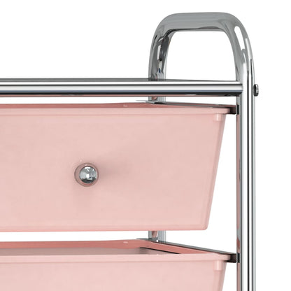 Berkfield 4-Drawer Mobile Storage Trolley Pink Plastic