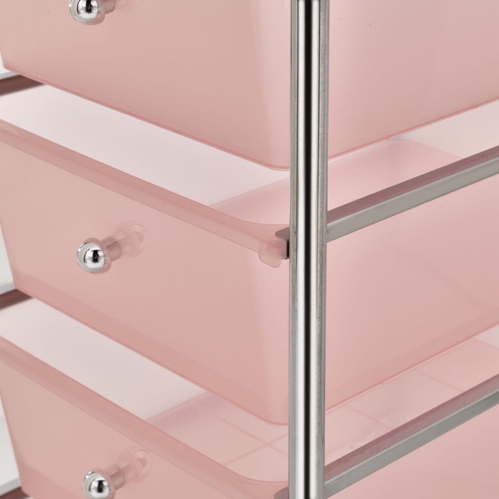 Berkfield 4-Drawer Mobile Storage Trolley Pink Plastic