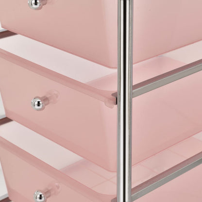 Berkfield 4-Drawer Mobile Storage Trolley Pink Plastic