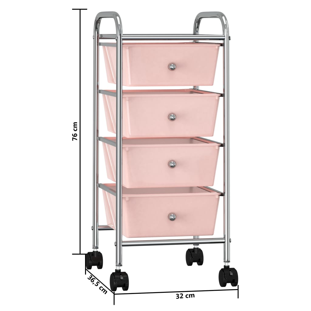 Berkfield 4-Drawer Mobile Storage Trolley Pink Plastic