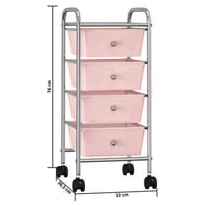 Berkfield 4-Drawer Mobile Storage Trolley Pink Plastic