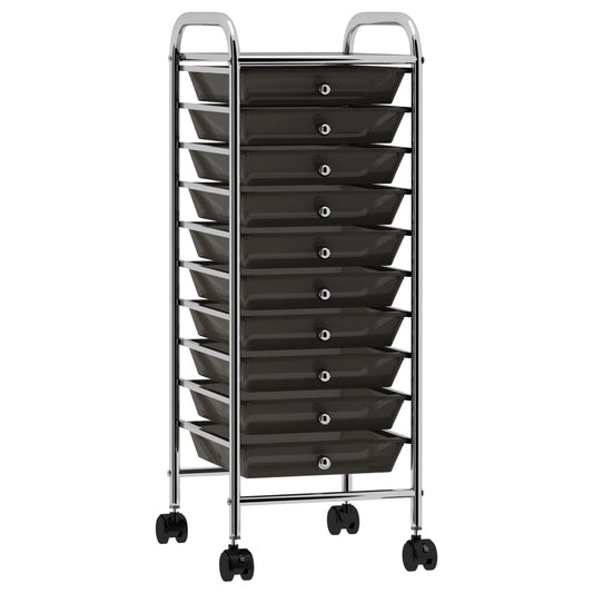 Berkfield 10-Drawer Mobile Storage Trolley Black Plastic