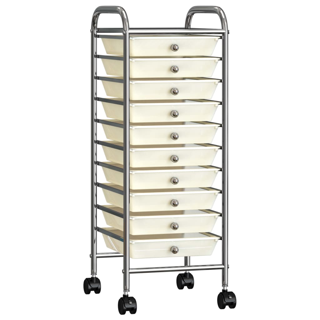 Berkfield 10-Drawer Mobile Storage Trolley White Plastic