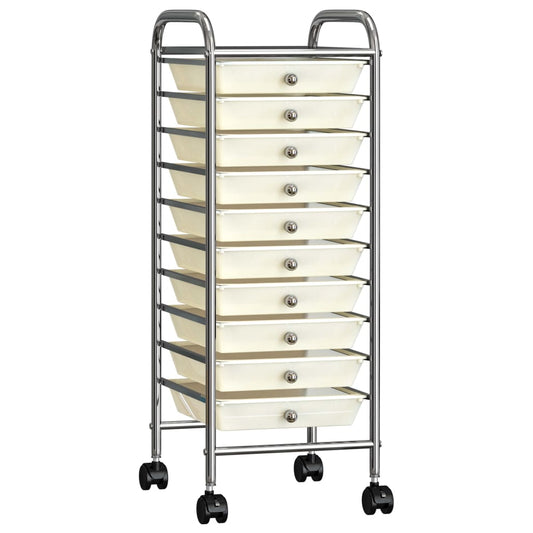 Berkfield 10-Drawer Mobile Storage Trolley White Plastic