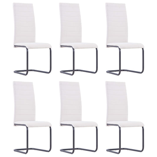 Berkfield Cantilever Dining Chairs 6 pcs Cream Fabric