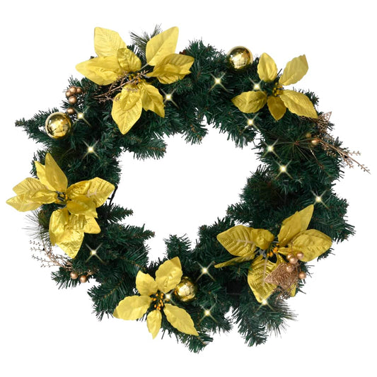 Berkfield Christmas Wreath with LED Lights Green 60 cm PVC