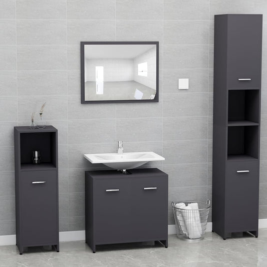 Berkfield Bathroom Furniture Set Grey Engineered Wood