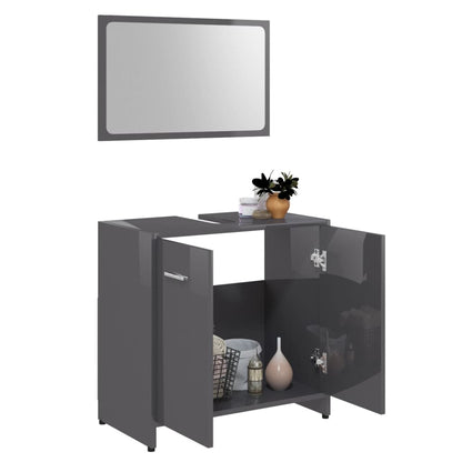Berkfield Bathroom Furniture Set High Gloss Grey Engineered Wood
