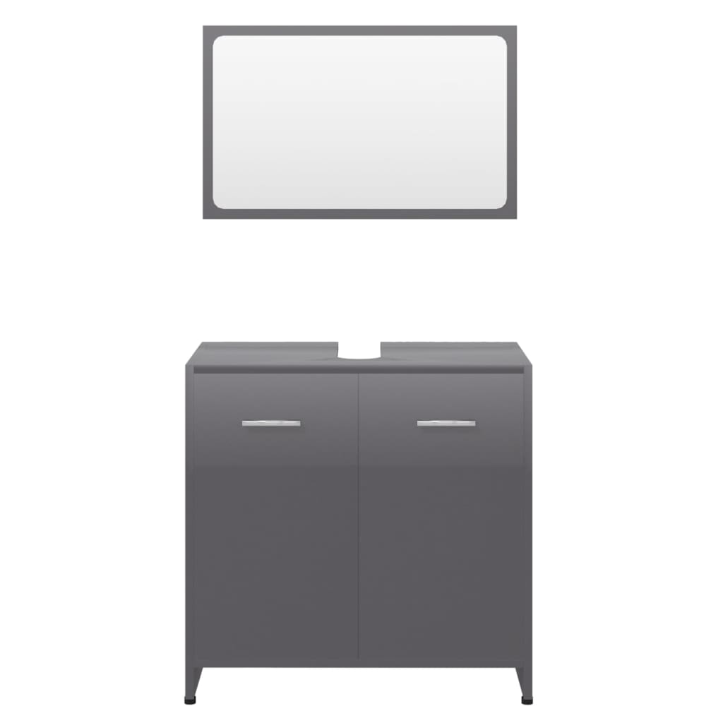 Berkfield Bathroom Furniture Set High Gloss Grey Engineered Wood