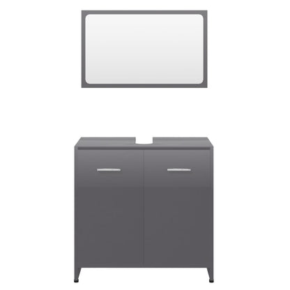 Berkfield Bathroom Furniture Set High Gloss Grey Engineered Wood
