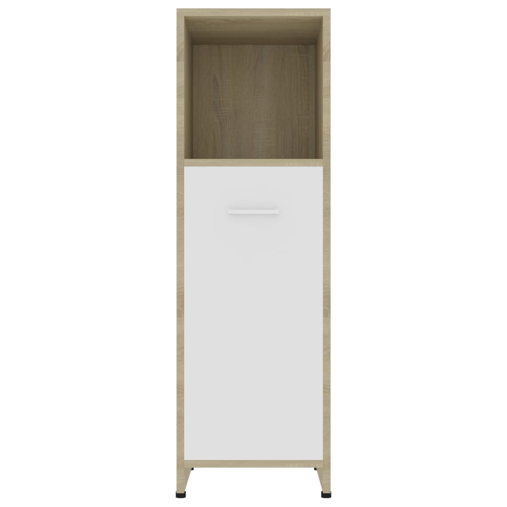 Berkfield Bathroom Cabinet White and Sonoma Oak 30x30x95 cm Engineered Wood