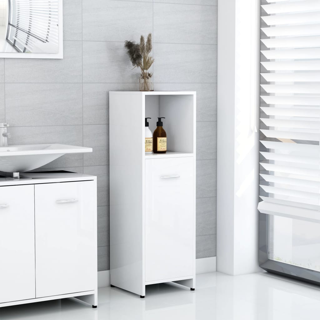 Berkfield Bathroom Cabinet High Gloss White 30x30x95 cm Engineered Wood