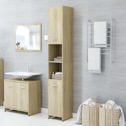 Berkfield Bathroom Cabinet Sonoma Oak 30x30x183.5 cm Engineered Wood