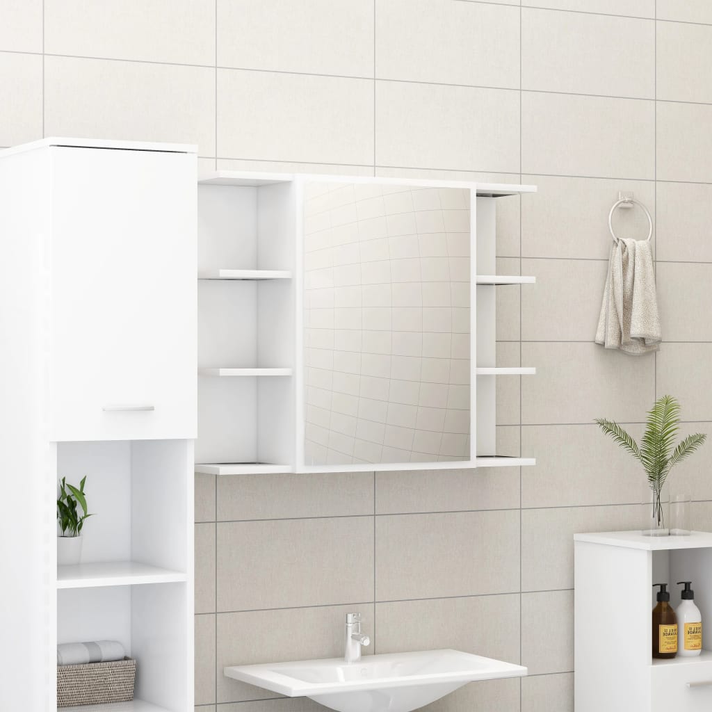 Berkfield Bathroom Mirror Cabinet White 80x20.5x64 cm Engineered Wood