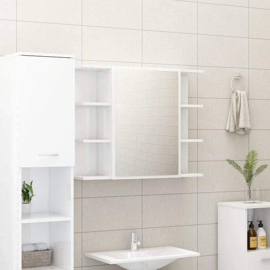 Berkfield Bathroom Mirror Cabinet High Gloss White 80x20.5x64 cm Engineered Wood