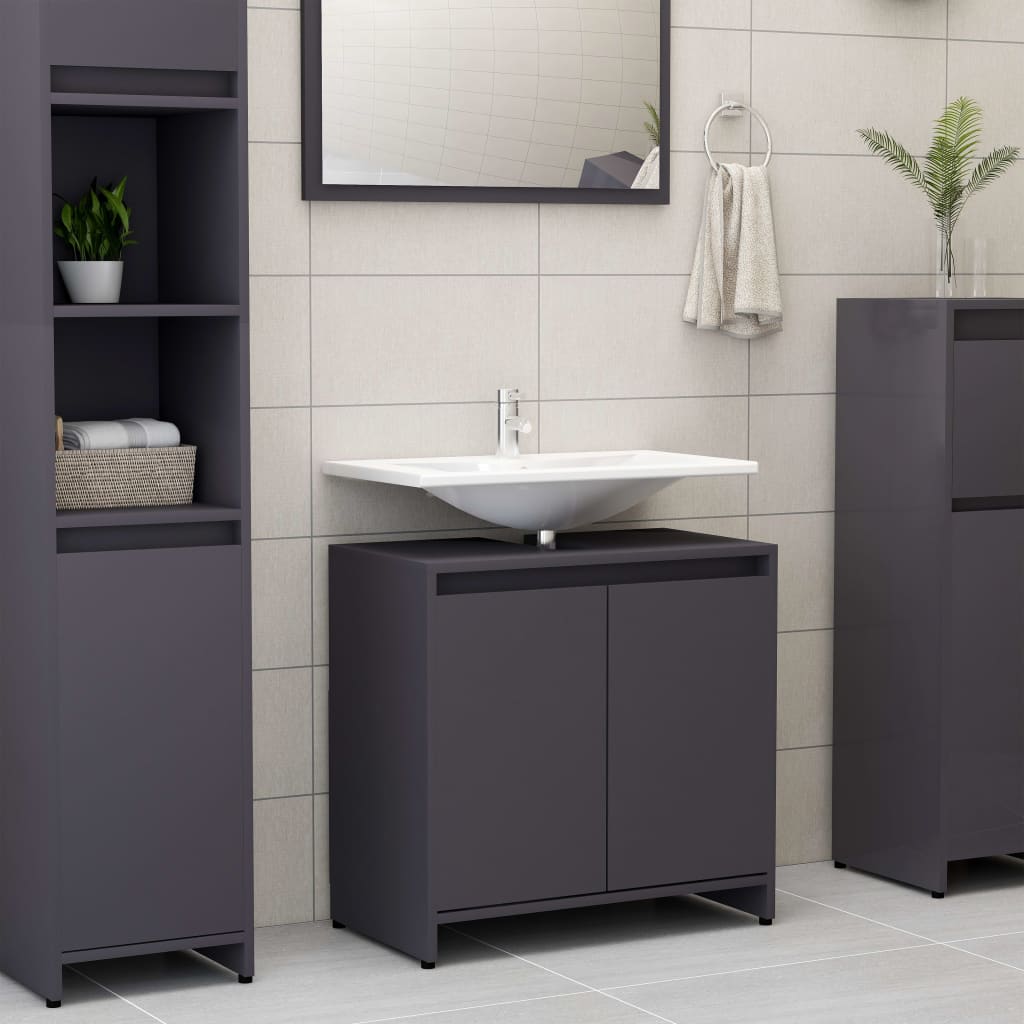 Berkfield Bathroom Cabinet Grey 60x33x61 cm Engineered Wood