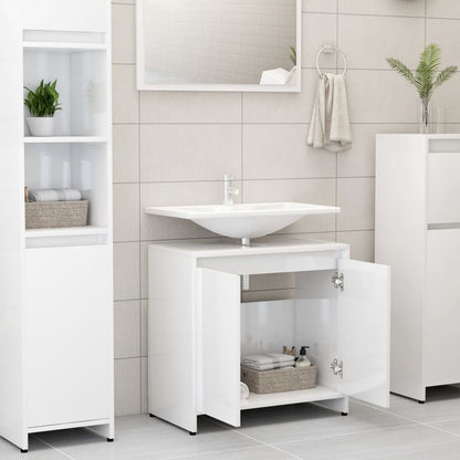 Berkfield Bathroom Cabinet High Gloss White 60x33x61 cm Engineered Wood