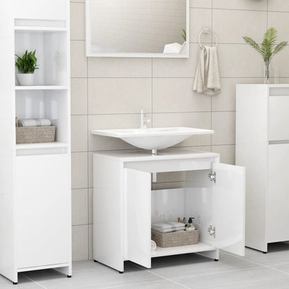 Berkfield Bathroom Cabinet High Gloss White 60x33x61 cm Engineered Wood