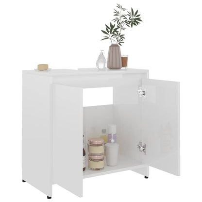 Berkfield Bathroom Cabinet High Gloss White 60x33x61 cm Engineered Wood