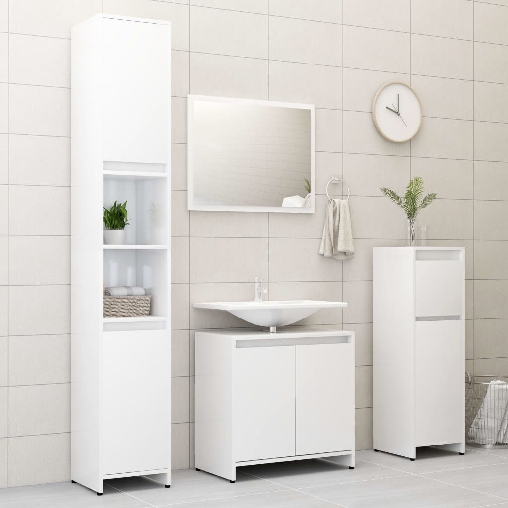 Berkfield Bathroom Cabinet High Gloss White 60x33x61 cm Engineered Wood
