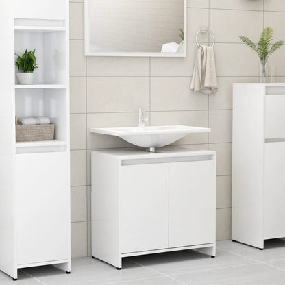 Berkfield Bathroom Cabinet High Gloss White 60x33x61 cm Engineered Wood