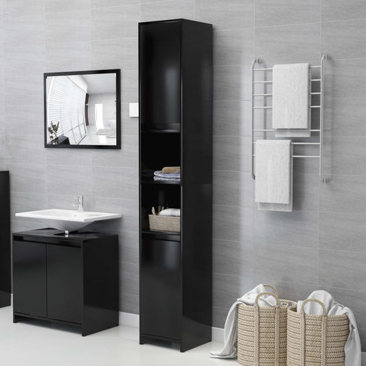 Berkfield Bathroom Cabinet Black 30x30x183.5 cm Engineered Wood