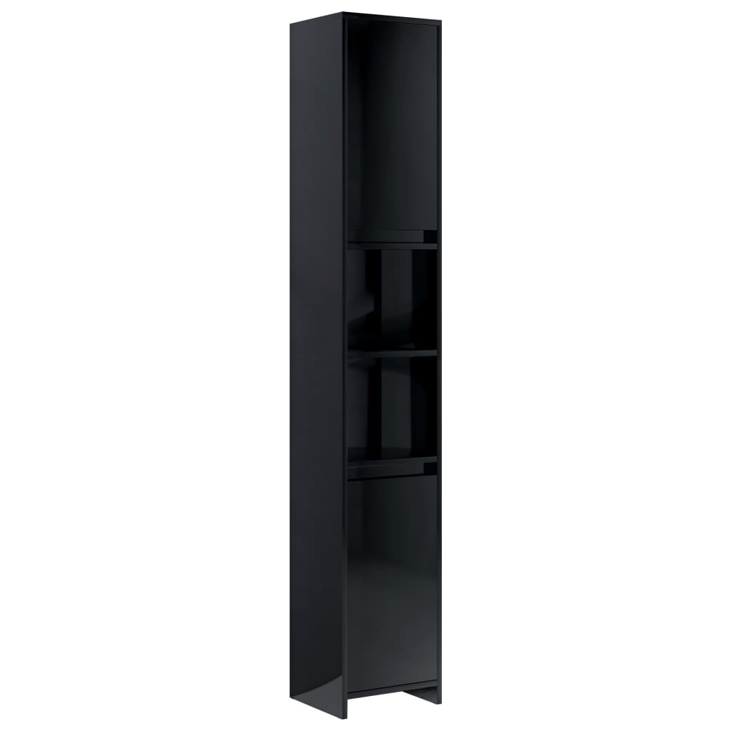 Berkfield Bathroom Cabinet High Gloss Black 30x30x183.5 cm Engineered Wood