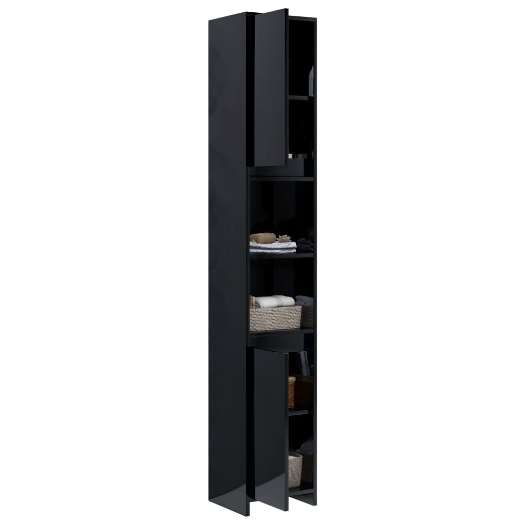 Berkfield Bathroom Cabinet High Gloss Black 30x30x183.5 cm Engineered Wood