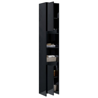 Berkfield Bathroom Cabinet High Gloss Black 30x30x183.5 cm Engineered Wood