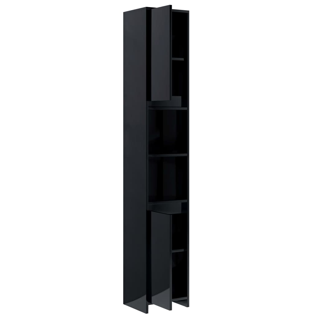 Berkfield Bathroom Cabinet High Gloss Black 30x30x183.5 cm Engineered Wood