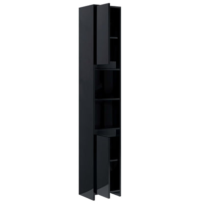 Berkfield Bathroom Cabinet High Gloss Black 30x30x183.5 cm Engineered Wood