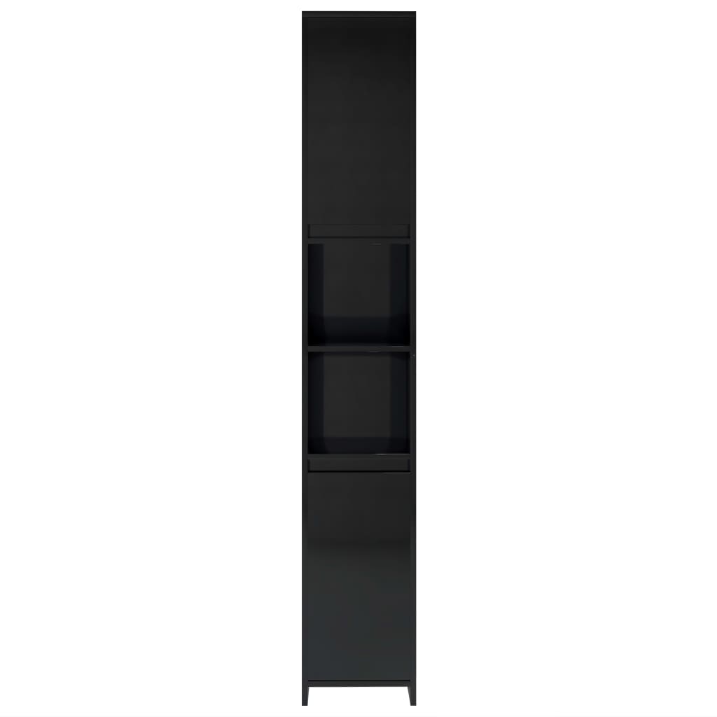 Berkfield Bathroom Cabinet High Gloss Black 30x30x183.5 cm Engineered Wood