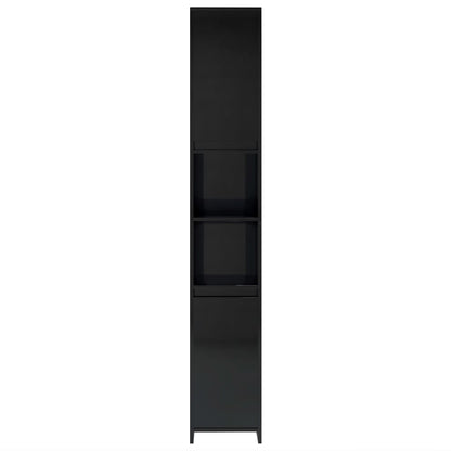 Berkfield Bathroom Cabinet High Gloss Black 30x30x183.5 cm Engineered Wood