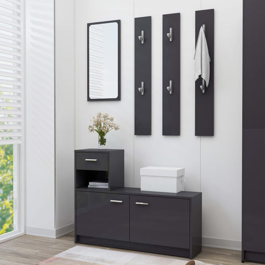 Berkfield Hallway Unit High Gloss Grey 100x25x76.5 cm Engineered Wood