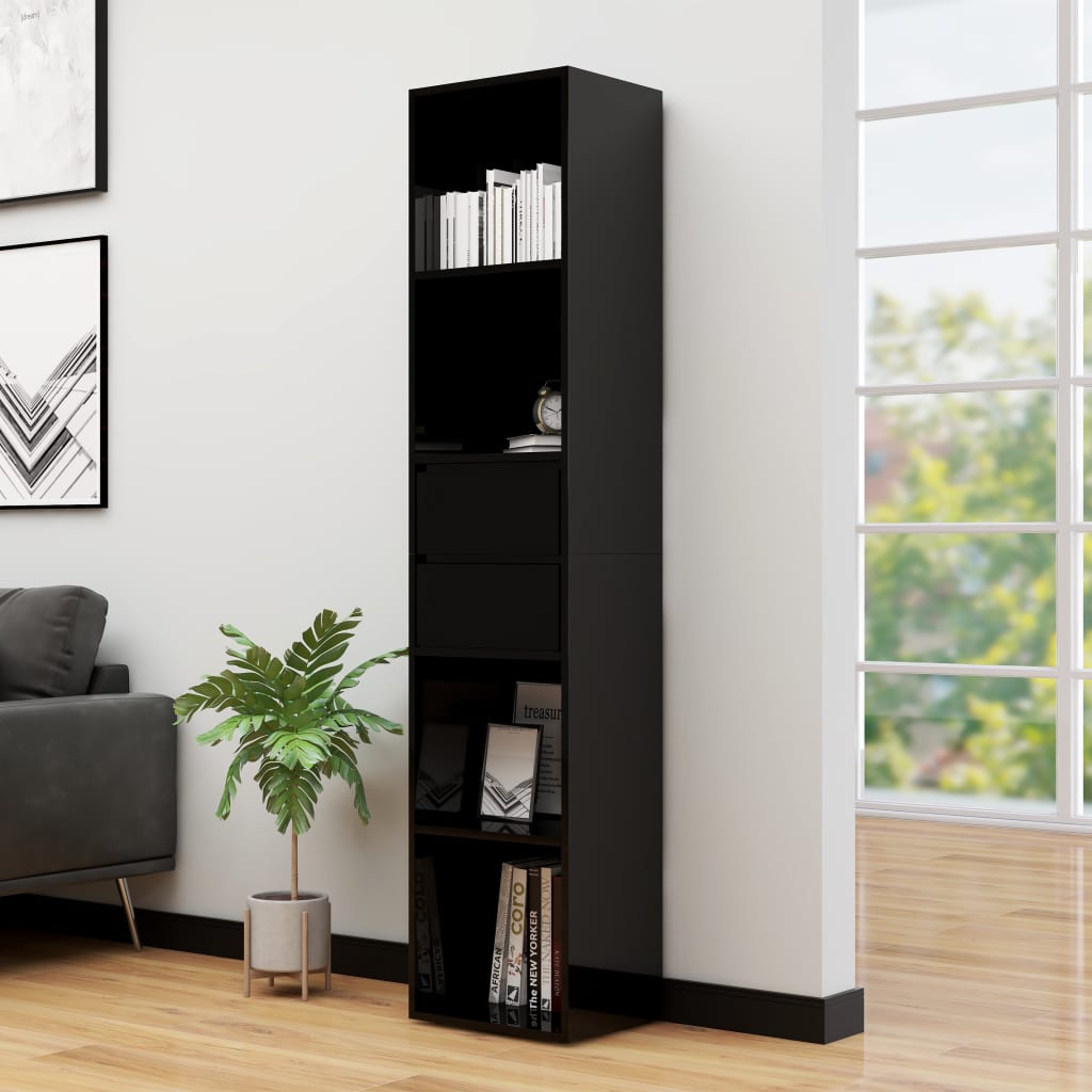 Berkfield Book Cabinet High Gloss Black 36x30x171 cm Engineered Wood