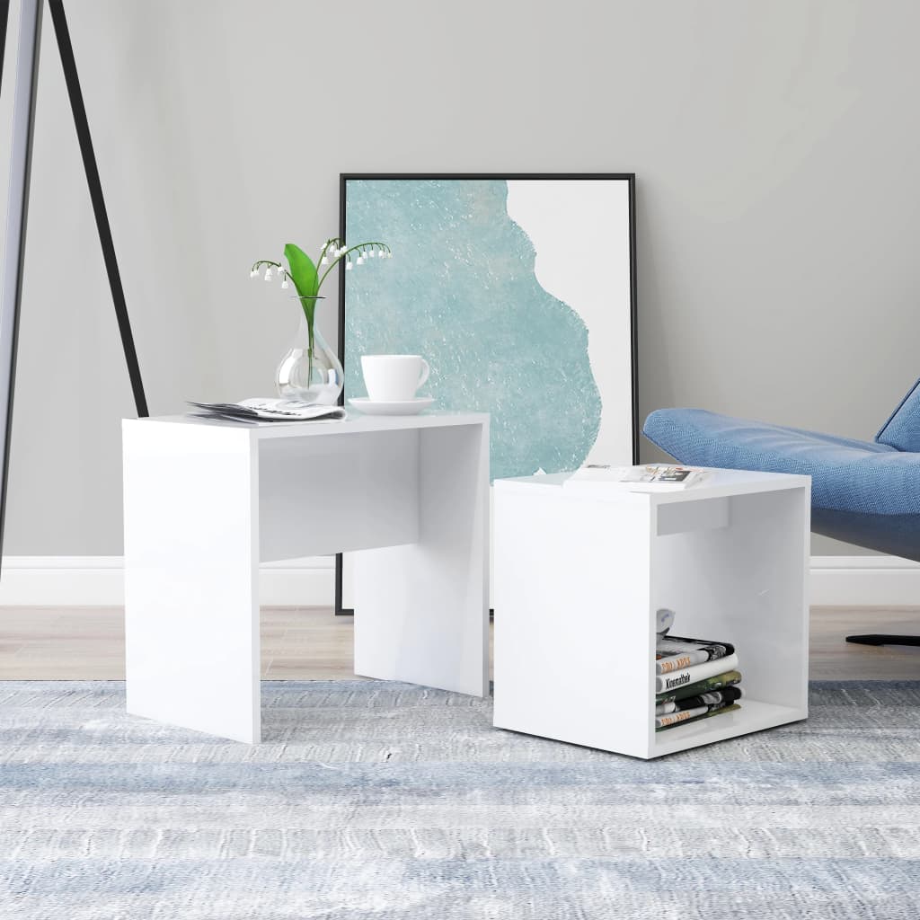 Berkfield Coffee Table Set High Gloss White 48x30x45 cm Engineered Wood