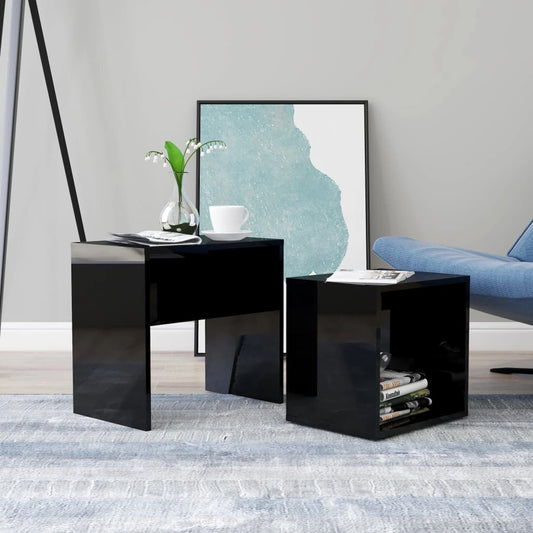 Berkfield Coffee Table Set High Gloss Black 48x30x45 cm Engineered Wood