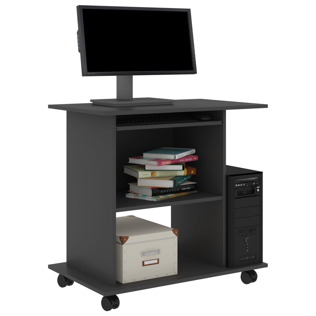 Berkfield Computer Desk Grey 80x50x75 cm Engineered Wood