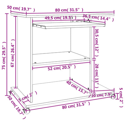 Berkfield Computer Desk Grey 80x50x75 cm Engineered Wood