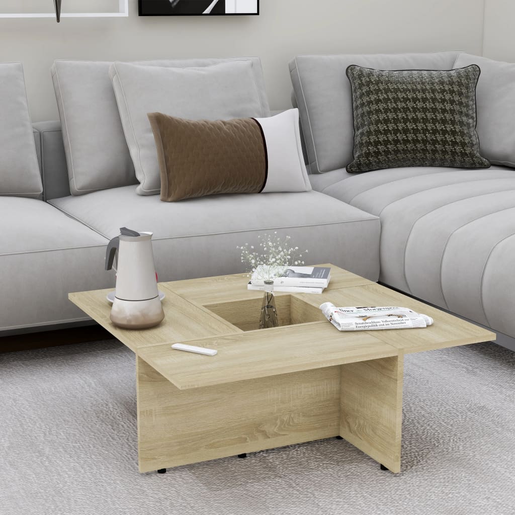 Berkfield Coffee Table Sonoma Oak 79.5x79.5x30 cm Engineered Wood