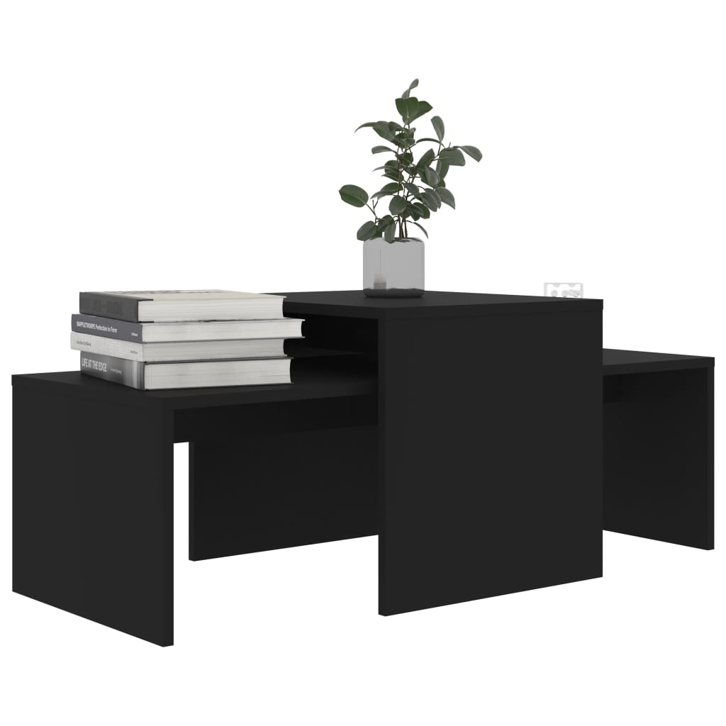 Berkfield Coffee Table Set Black 100x48x40 cm Engineered Wood